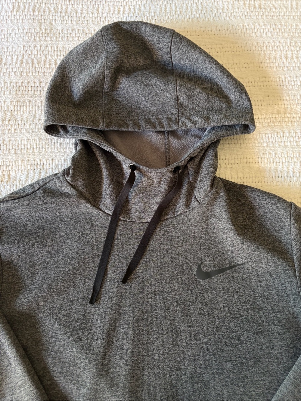 Nike Heather Gray Therma Fit Hooded Pullover with Swoosh